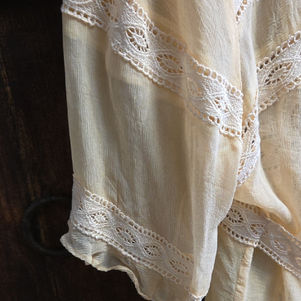 Silk Top with Lace and Ruffle Details - Picture 3 of 4